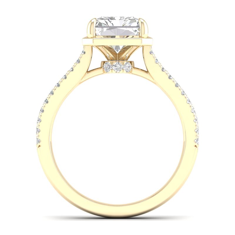 Radiant-Cut Lab Grown 3 1/3ctw. Diamond Half Bezel Double Row Engagement Ring in 14k Yellow Gold image number null